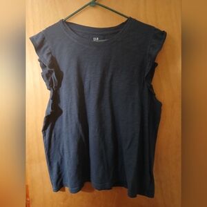 GAP Navy Blue Ruffle Sleeve Tank Top, XL